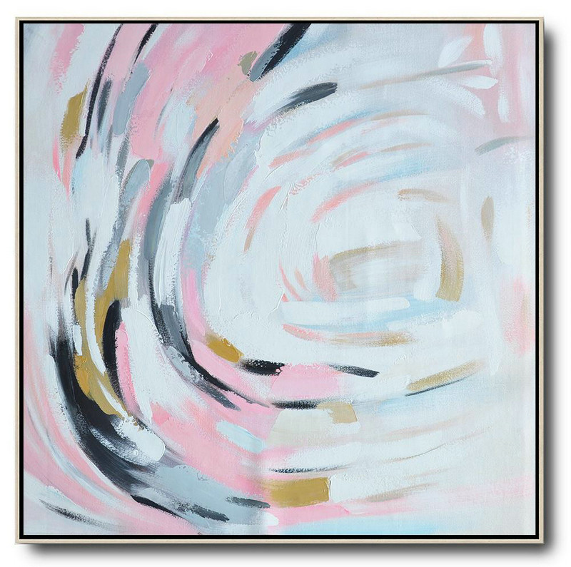 Large Modern Abstract Painting,Oversized Contemporary Art,Original Abstract Painting Canvas Art,White,Pink,Gray.etc